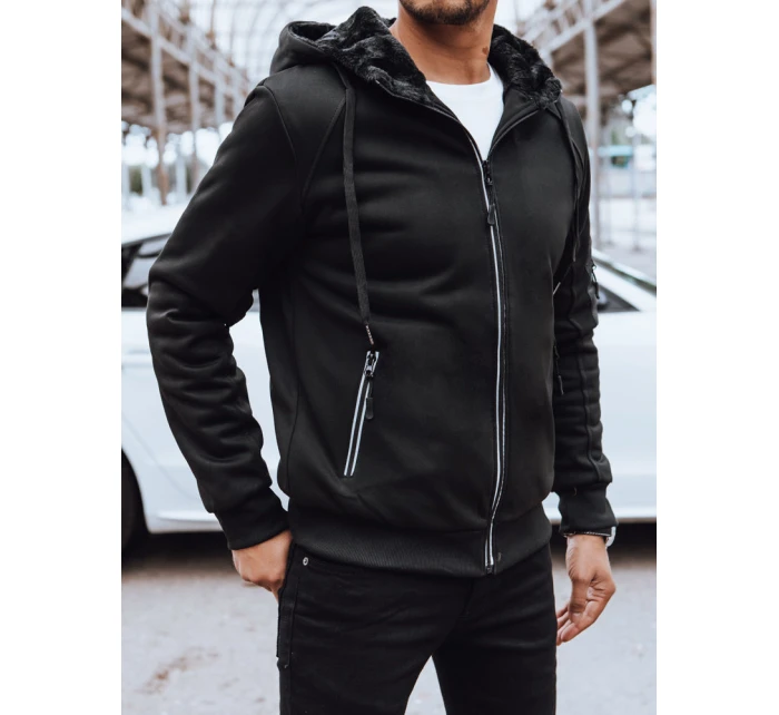 Pánská rozepínací zateplená mikina černá FashionStreet BX5627