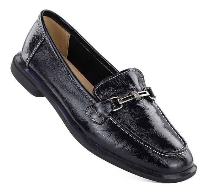 Dámské kožené klasické černé polobotky model 22068894 - VINCEZA