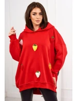 Zateplená mikina s jahodovým motivem červený Zateplená mikina s jahodovým motivem červený