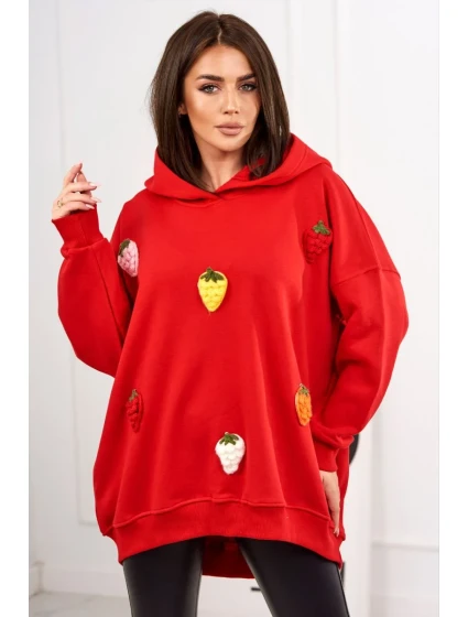 Zateplená mikina s jahodovým motivem červený Zateplená mikina s jahodovým motivem červený