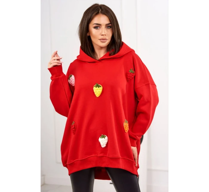 Zateplená mikina s jahodovým motivem červený Zateplená mikina s jahodovým motivem červený