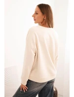 Dámská bavlněná mikina s potiskem kočky a nápisem světlá béžová