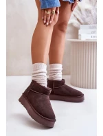 Módní Semišové Nízké Sněhule Hnědé model 21671731 - Boto Módní Semišové Nízké Sněhule Hnědé model 21671731 - Boto