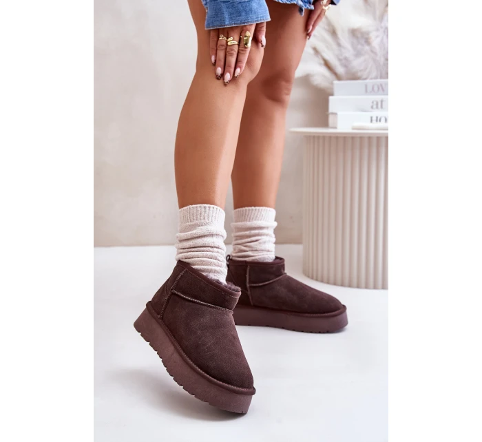 Módní Semišové Nízké Sněhule Hnědé model 21671731 - Boto Módní Semišové Nízké Sněhule Hnědé model 21671731 - Boto