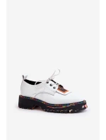 Dámské Kožené Polobotky Šněrovací Artiker Bílé 55C0500