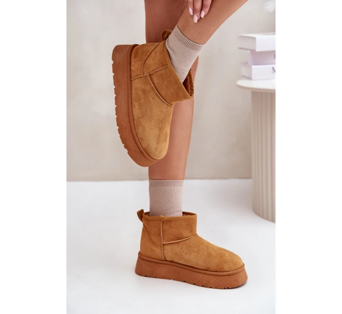 Nízké dámské sněhule na platformě s teplou podšívkou Camel Saldren Nízké dámské sněhule na platformě s teplou podšívkou Camel Saldren