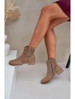 Dámské perforované botky na nízkém podpatku béžové Neliawen