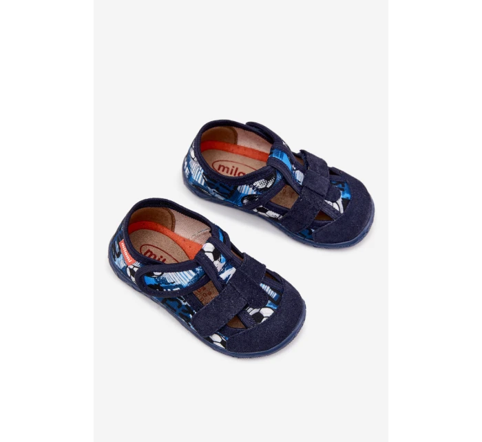 Pantofle Dětské Na Suchý Zip S Tmavě Modré model 21705396 - Milami