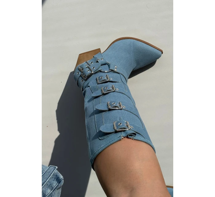 Fivelle Džíny Kovbojky Na Podpatku S Klamrami