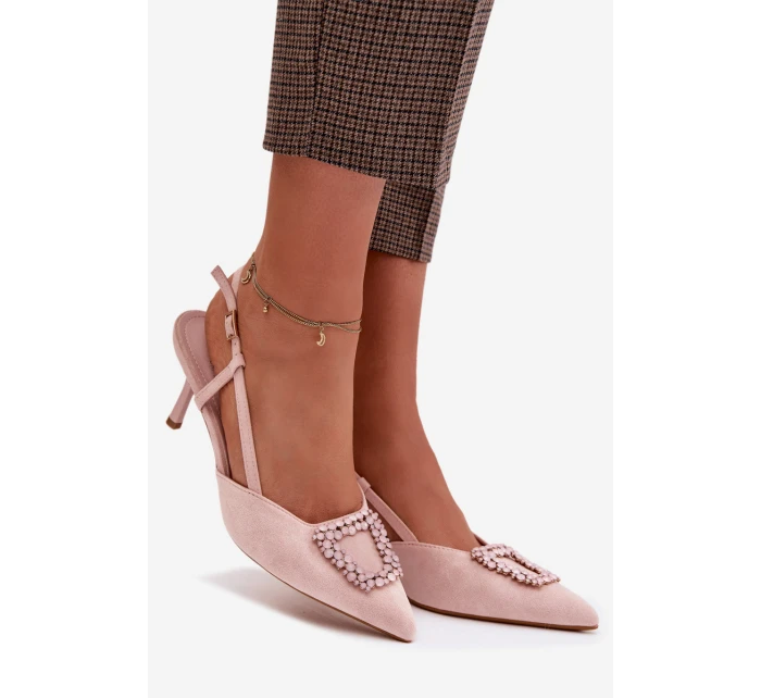 Dámské sandály na jehlovém podpatku s ozdobou Růžové Ismeria