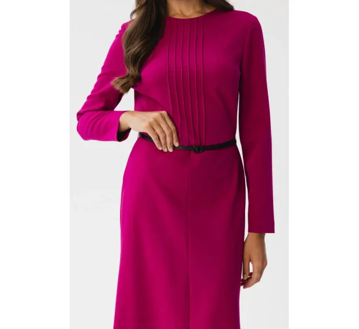 S347 Šaty s předními záševky - švestka S347 Šaty s předními záševky - švestka