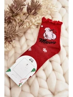 Dámské lesklé vánoční ponožky se sněhulákem červeným Dámské lesklé vánoční ponožky se sněhulákem červeným