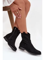Dámské kotníkové boty s ažurovým vzorem na plochém podpatku S.Barski – černé Dámské kotníkové boty s ažurovým vzorem na plochém podpatku S.Barski – černé