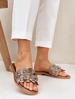 Dámské pantofle na plochém podpatku 40381 Taupe - Zazoo