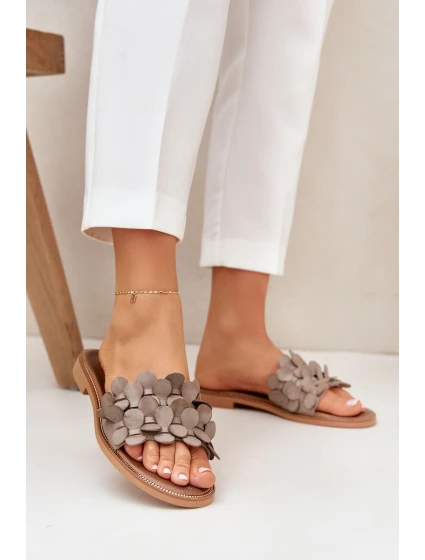 Dámské pantofle na plochém podpatku model 22014107 Taupe Zazoo - ZOiO