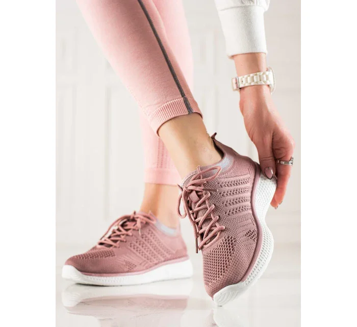Výborné růžové  tenisky dámské bez podpatku