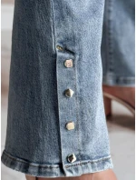 Dámské džínové zvonové kalhoty s páskem BELLONIZ modré FashionStreet UY2464