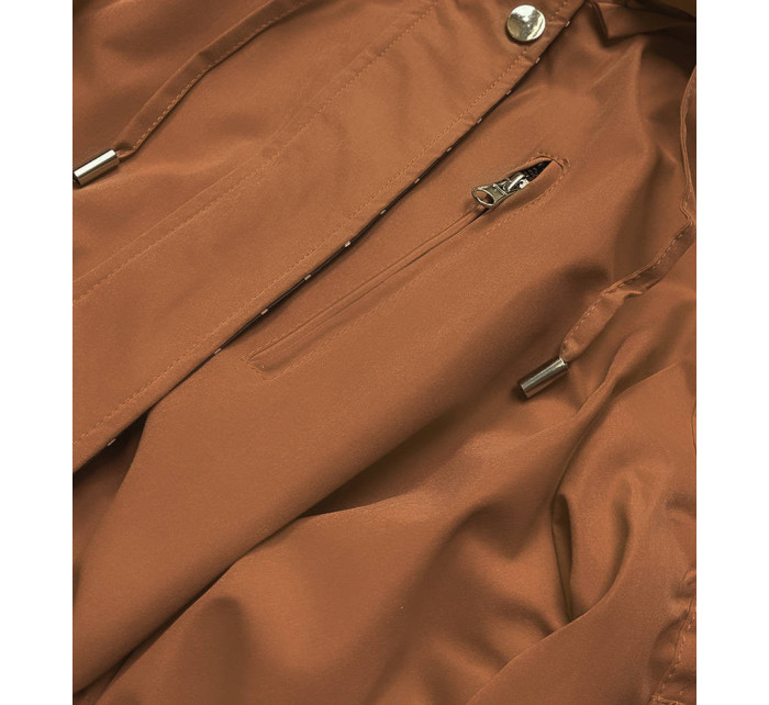 Dámská bunda parka 2 v 1 v karamelové barvě (W702BIG)