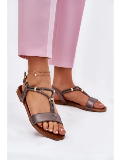 Dámské Plné Sandály S Pásky model 21698234 Grafitové - S.Barski