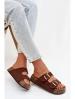 Dámské pantofle na korkové platformě se zlatými sponami model 21919300 - EVENTO