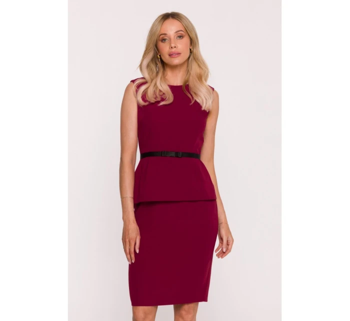 S427 Peplum šaty - bordó S427 Peplum šaty - bordó