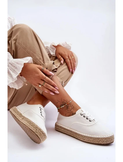 Šněrovací Espadryly Big Star Bílé Šněrovací Espadryly Big Star Bílé