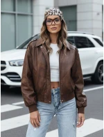 Dámská kožená bunda bomber hnědá FashionStreet TY5219 Dámská kožená bunda bomber hnědá FashionStreet TY5219