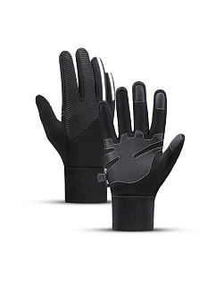 Zateplené protiskluzové sportovní rukavice pro telefon (velikost XL) - černé