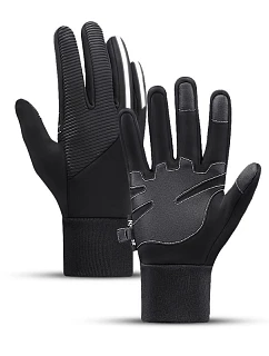 Zateplené protiskluzové sportovní rukavice pro telefon (velikost XL) - černé