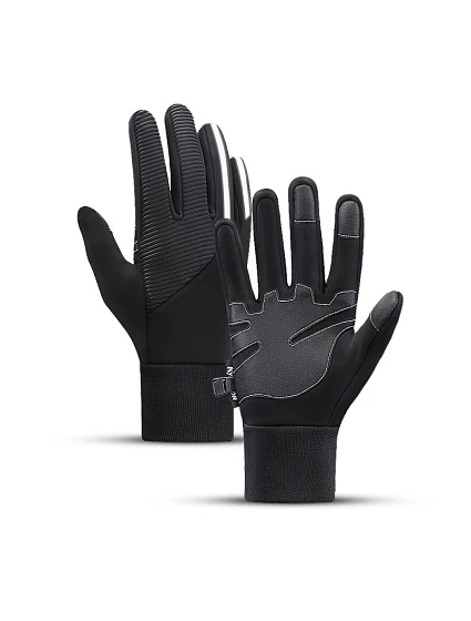 Zateplené protiskluzové sportovní rukavice pro telefon (velikost XL) - černé