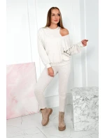 3-dílný set halenka + top + legíny béžová melanž 3-dílný set halenka + top + legíny béžová melanž