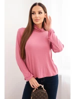 Dámská viskózová halenka s rolákem a dlouhým rukávem tmavě růžová Dámská viskózová halenka s rolákem a dlouhým rukávem tmavě růžová
