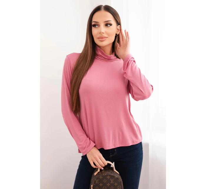 Dámská viskózová halenka s rolákem a dlouhým rukávem tmavě růžová Dámská viskózová halenka s rolákem a dlouhým rukávem tmavě růžová