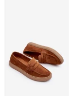 Mužské semišové loafers polobotky Zazoo 1566 hnědé