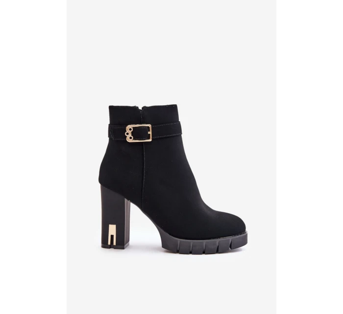 Kožené Botky Na Klínku S Kroužkem Černé Eftane Kožené Botky Na Klínku S Kroužkem Černé Eftane