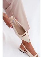 Kožené sandály na nízkém podpatku Maciejka K7449-22 Světle béžové