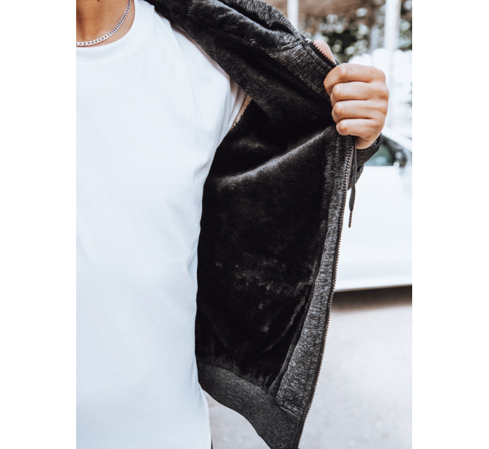 Pánská zateplená mikina na zip, tmavě šedá, Dstreet BX5607