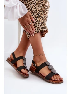Dámské ploché sandály s ozdobami Sergio Leone Black