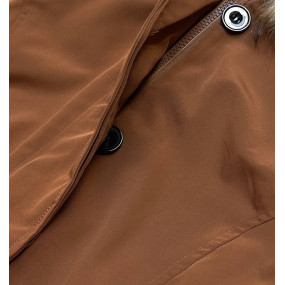 Dámská zimní bunda v karamelové barvě s odepínací kožešinovou podšívkou (M-21005)