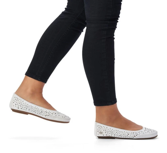 Kožená pohodlná polobotka W model 22033618 bílá - Rieker Kožená pohodlná polobotka W model 22033618 bílá - Rieker