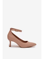 Lodičky s páskem tmavě béžové model 21757649 - Boto