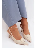 Dámské sandály na podpatku s ozdobným detailem světle béžové model 22027892 - Boto Dámské sandály na podpatku s ozdobným detailem světle béžové model 22027892 - Boto