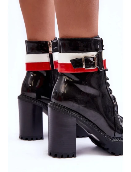 Masivní Kůže Boty Na Sloupku Černé Adrijana Masivní Kůže Boty Na Sloupku Černé Adrijana