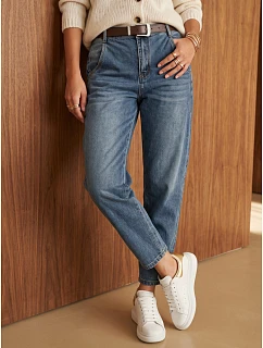 Dámské baggy džíny s páskem, modré, FashionStreet UY3193