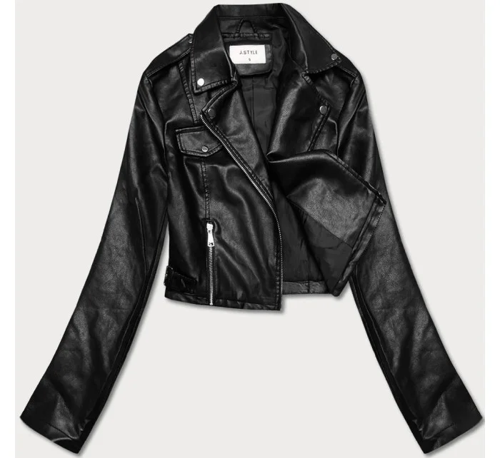 Krátká černá bunda s límcem (11Z8039)