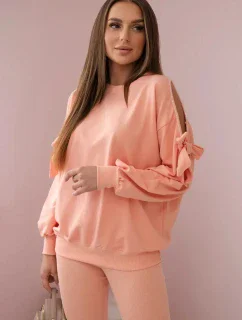 Sada mikiny s mašlí na rukávech a model 19747412 - K-Fashion