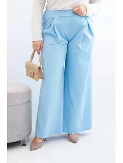 Dámské kalhoty Plus Size s širokými nohavicemi a model 21911614 modré - K-Fashion