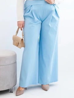 Dámské kalhoty Plus Size s širokými nohavicemi a plisováním modré