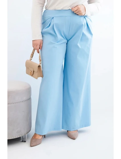 Dámské kalhoty Plus Size s širokými nohavicemi a model 21911614 modré - K-Fashion