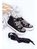 Dětské Tenisky Se Zirkony Černé Smile